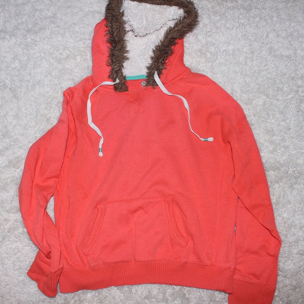 Sherpa Orange Fuzzy Hoodie Sweatshirt